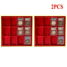 2PC Cardboard Display Storage Box Case for 12Certified PCGS NGC Coin Slab Holder