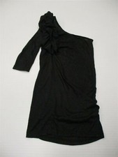 new HOT & DELICIOUS Women's Size L Ruffle One Shoulder Black Knit Mini Dress