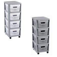 Chariot à roulettes 40 L tiroirs Infinity Curver blanc gris