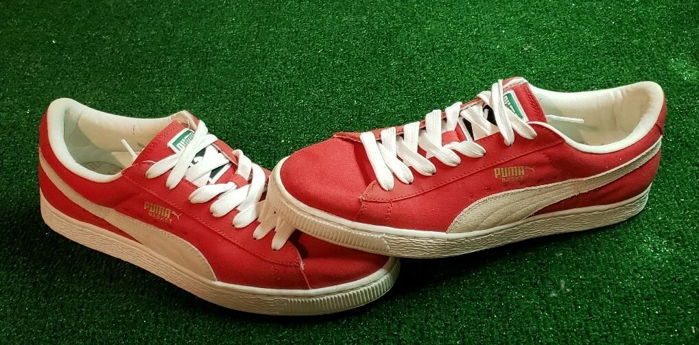 Puma Basket Classic CVS Canvas Men s Shoes Size 10.5 White Red 356714 02