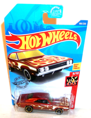2020 HOT WHEELS 1:64 HW FLAMES 6/10 RED '69 DODGE CHARGER 500 #189