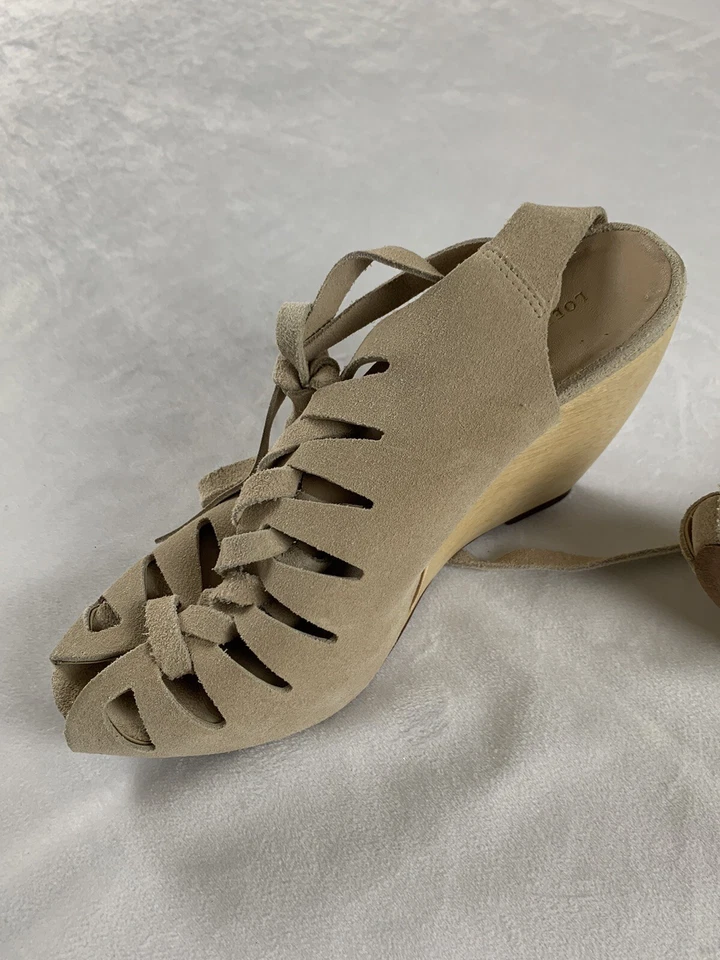Zapatos Loeffler Randall Tacones de cuña Gamuza Con cordones Mujer Talla 8 Beige Foto 3 de 4