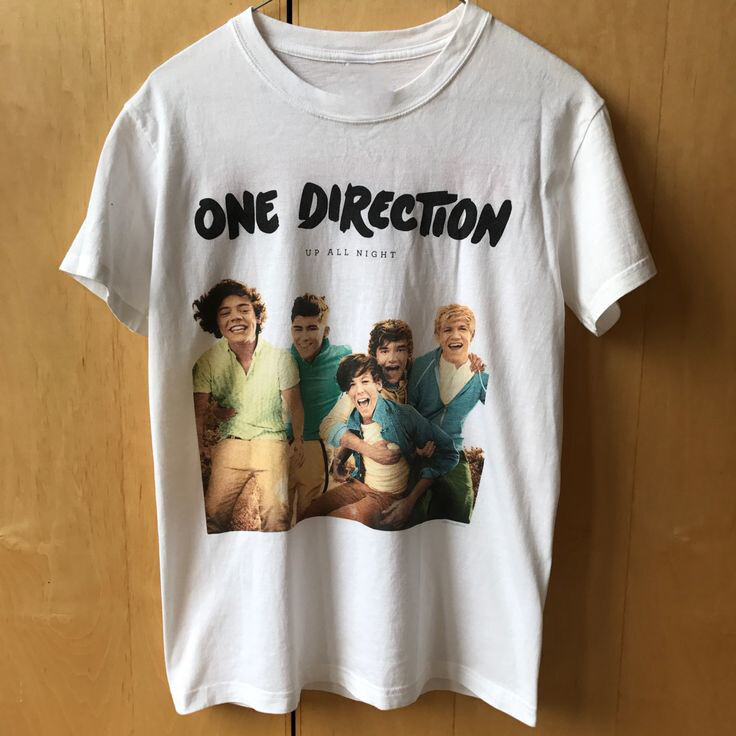 ONE DIRECTION 半袖 tシャツ バンドT 歌手 ワンデイー アイドル Vtg One Direction Band Up All Night Tour Cotton White All