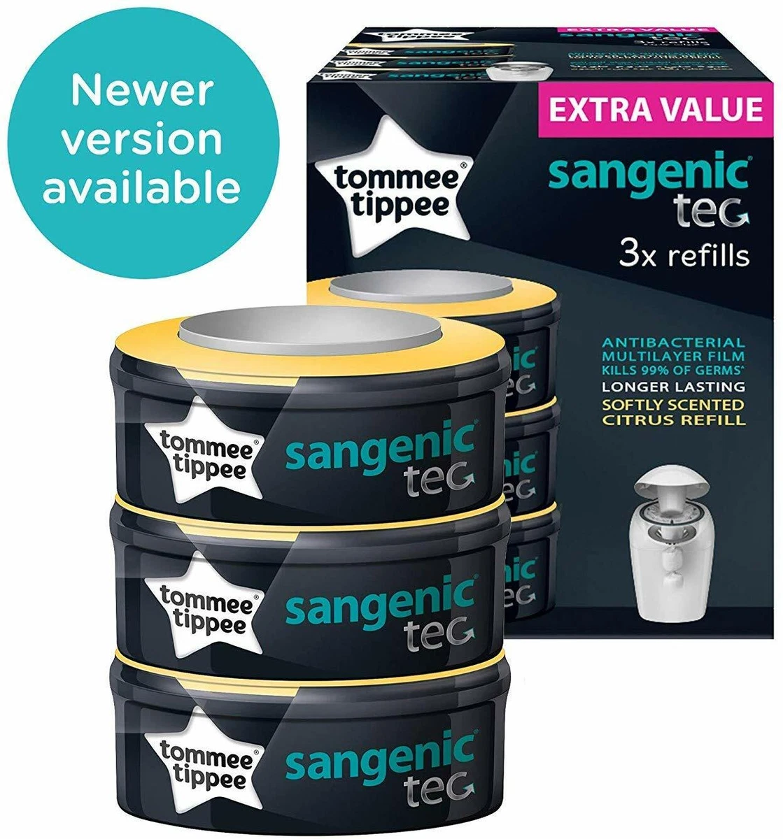 Tommee Tippee Sangenic Tec Nappy Disposal Refills 3 Pack Odour Lock Technolo