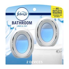 Febreze Bathroom Small Spaces Air Freshener, Odor-Fighting, Linen  Sky, 2 Count
