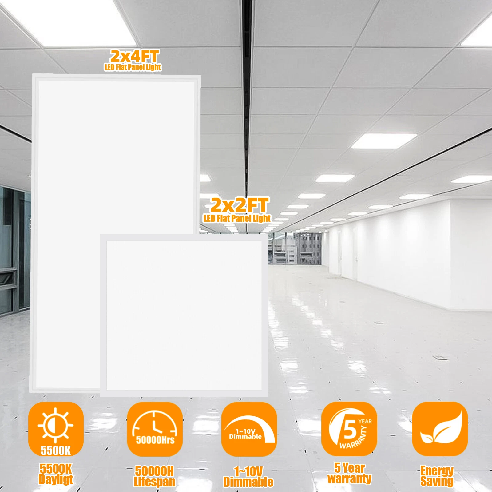 LED 2x4 FT Flat Panel Light Fixture, 2x2 FT Drop Ceiling LED Lights, AC100-277V
Opens in a new windo