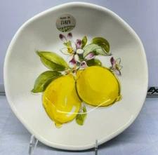 Effetti Lemon Salad Serving Bowl  Italy  NWT New  8.5 ” Yellow 2 Lemons