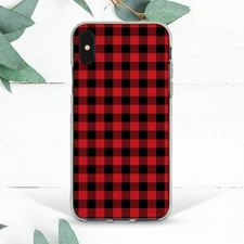 Red Buffalo Check Plaid Soft Case Cover For iPhone Xs 11 12 13 14 15 Pro Max XR
