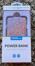 New Rose Shimmer Pink Power Bank 5000 mAh Dual USB A Port Portable Charger