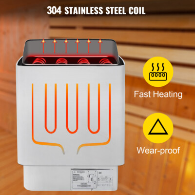 Sauna Heater 6/9KW Dry Steam Bath Sauna Heater Stove 220V w/ External Controller