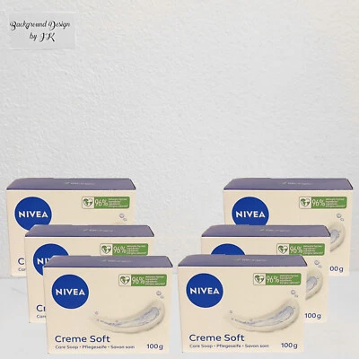 6x 100g Nivea Creme Soft Pflegeseife Seifenstück feuchtigkeitsspendend Seife