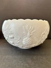 Vintage Westmoreland White Milk Glass Punch Bowl 3 Three Fruits