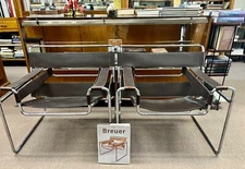 Pair (2) MARCEL BREUER “WASSILY” Chairs Vintage produced by GAVINA dark brown VG