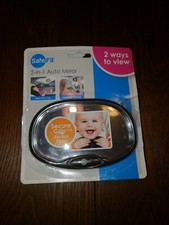 Safe Fit 2-In-1 Auto Mirror 360 Degree Rotation w/ Secure Grip Suction Cups New