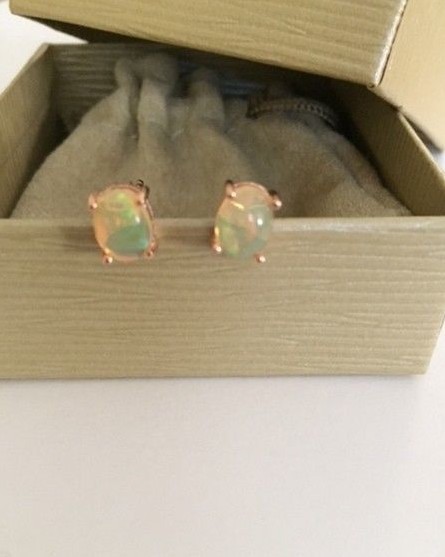 NEW JTV Ethiopian Opal 18K Rose Gold Over Sterling Silver Stud