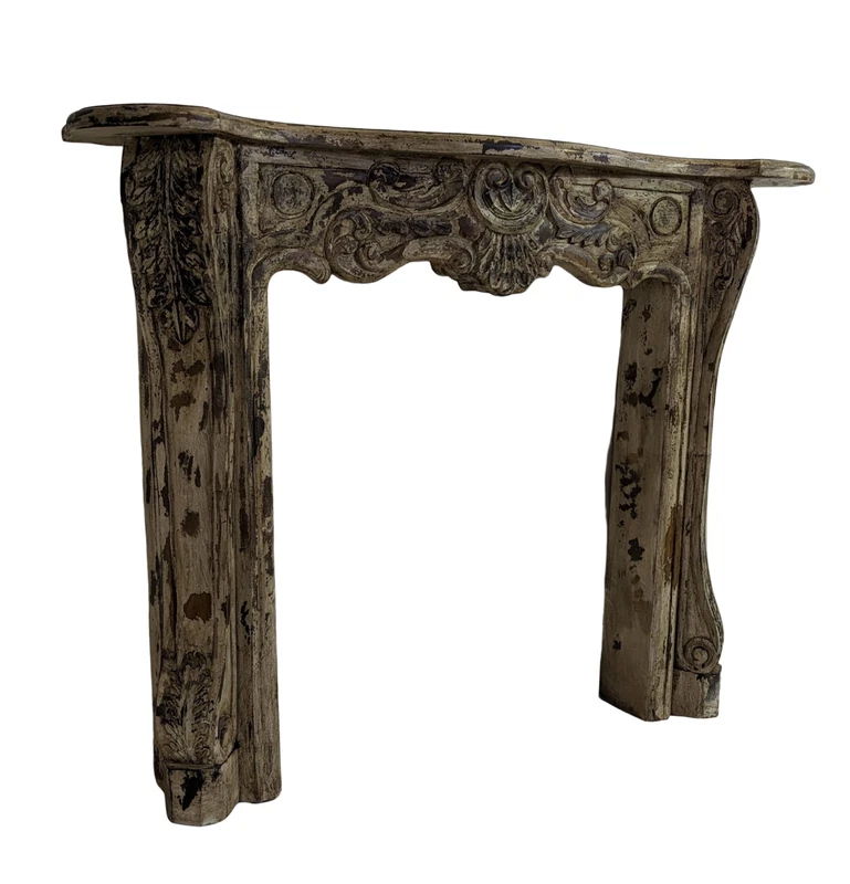 Caminetto Camino Cornice Decorativa Copri in Legno Anticato 145 cm Mensola, fotografia 11 di 18