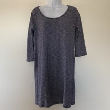 Gap Tunic Dress Small Scoop Neck Pullover 3/4 Sleeve Dark Navy Blue White Casual