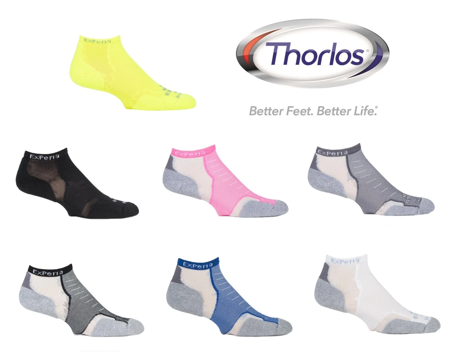 Running Socks Experia By Thorlos Cushioned Micro Mini Crew Many Colours - 1 Pair