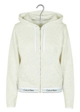 Image of Calvin Klein Women's CK Modern Cotton Zip Hoody, Snow Heather, Large, RRP £65