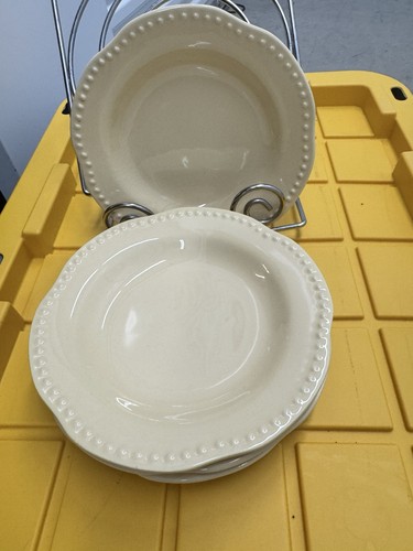 Pottery Barn Emma Yellow Wide Rim Shallow Bowls 9" Set Of 4 Excellent Pre-owned - Picture 3 of 6