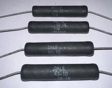 0.1 Ohm  10 Watt 1% Wire Wound Dale  Power Resistors  RS-10 New Quantityof (4)￼