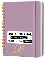 Purple Lined Spiral Journal Notebook, A5 College Ruled Notebook for Note-Taking