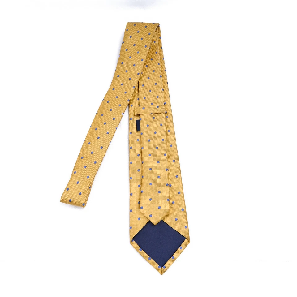 Corbata de seda Charles Tyrwhitt para hombre amarillo azul lunares texturizada 3,25 x 62 larga Foto 2 de 4