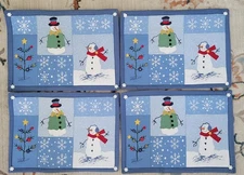 Kohl's St. Nicholas Square Button Up Snowman Placemats x4 NEW