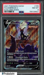 2021 POKEMON SWORD SHIELD EVOLVING SKIES #189 FA/UMBREON V EVOLVING SKIES PSA 8