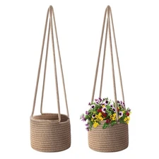 Hanging Plant Basket (2 Pack) Cotton Rope Basket Indoor Planter Hanger (up to...