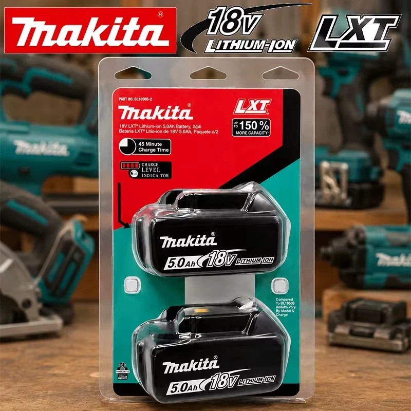 2 Pack Makita BL1850B-2 18V LXT Lithium‑Ion 5.0Ah Battery