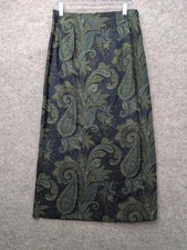 Harve Benard Skirt Women's 12 Green Blue Maxi Paisley Boho Vintage Cottagecore