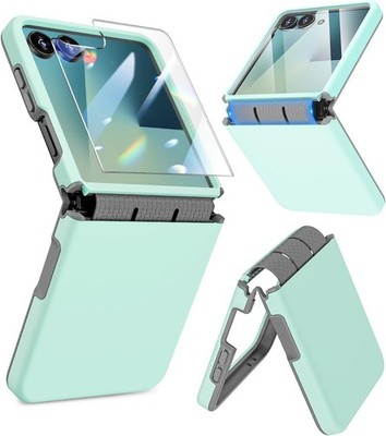 Samsung Galaxy Z Flip 7 Case with Hinge & Screen Protector Green, Dual-Layer TPU