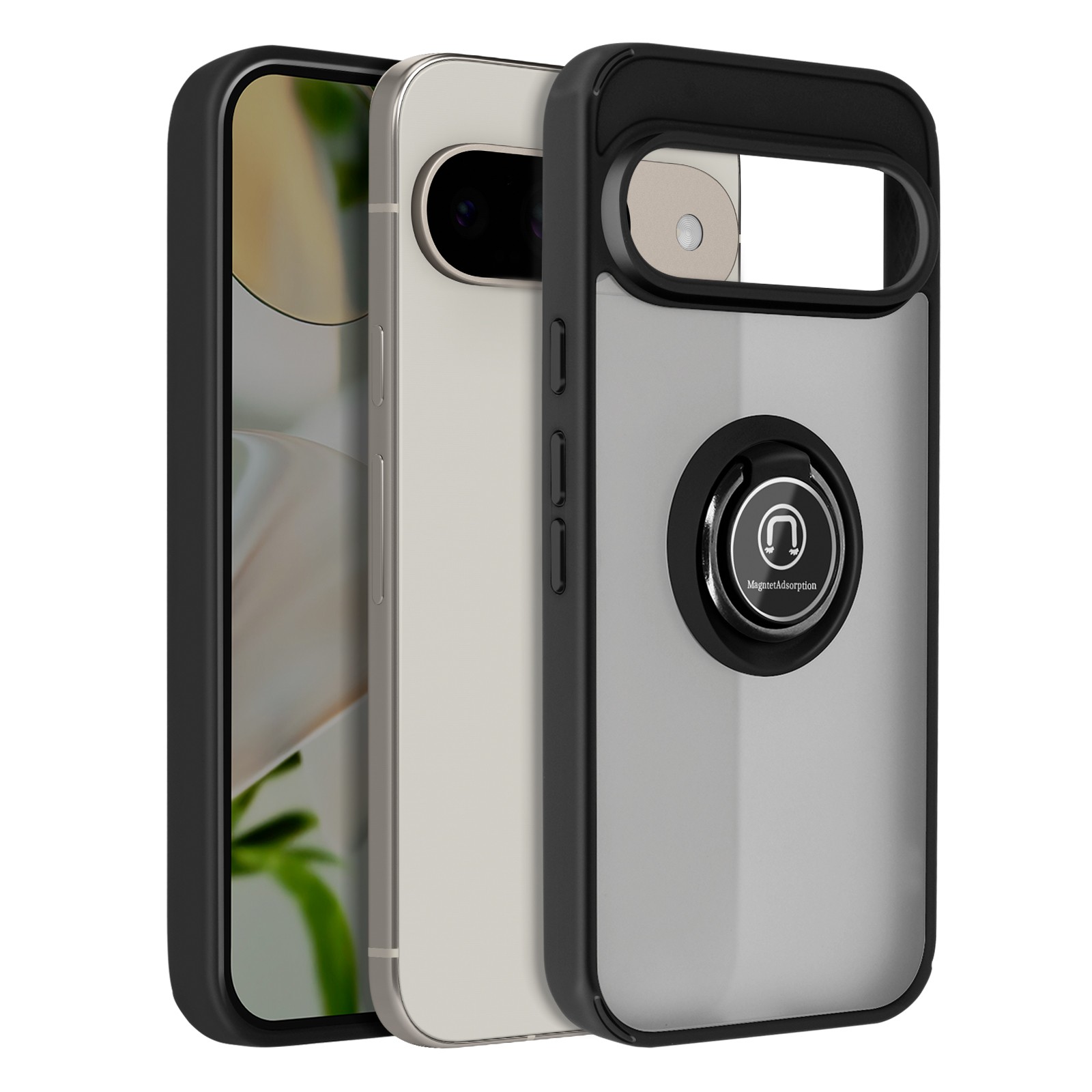 Coque Google Pixel 9 Pro antichoc noire support bague intégré Avizar