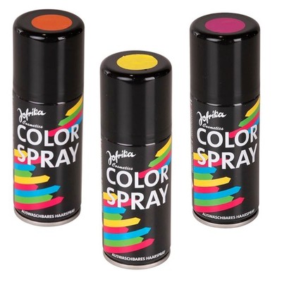 3 x 100 ml Jofrika hairspray ORANGE YELLOW PINK colorspray carnival