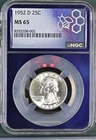 1952 S 25C Silver Washington Quarter NGC MS65 TraderBea Purple Core
