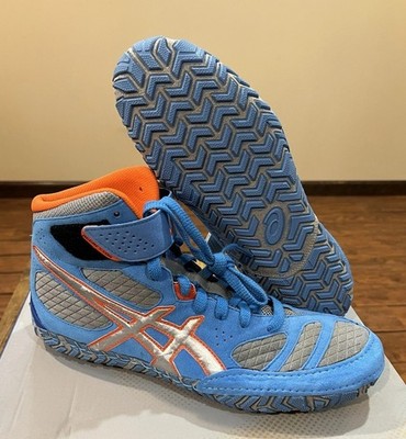 Asics Aggressor 2 Dusty Blue/Silver/Red Orange Rare Wrestling