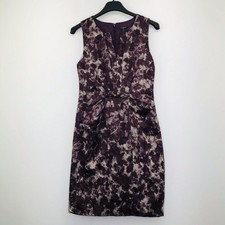 Ann Taylor Women's 2 Dress V Neck Twist Front Pleated Gray Purple AH24