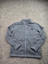 The North Face Sweater Fleece Jacket Mens Large Gray Full Zip Mock Neck Pockets