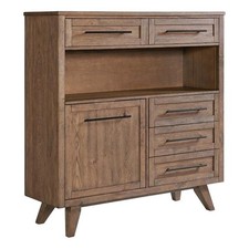 Pemberly Row 54" Transitional Wood Pantry Cabinet in Chestnut