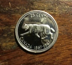 1967 Canada Proof Lynx Silver Quarter 1867-1967