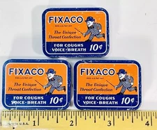 Vintage Lot 3~Fixaco Coughs Voice Breathe Pocket Tin St Louis Throat