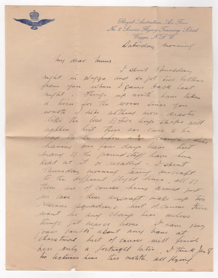 1941 Dec 13th. RAAF Air Mail (Entire). Wagga Wagga to Woody Point. - image 3 of 4