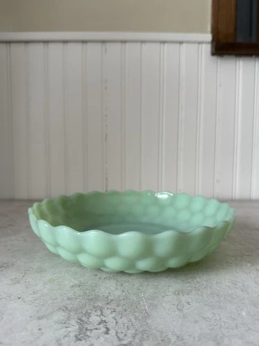 Vintage Jadeite Bubble Bowl 8.5 Inches Green Milk Glass Jadite Anchor Hocking