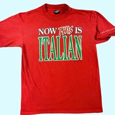 Vintage Italian Las Vegas T Shirt Large Red Made in USA Single Stitch Italian