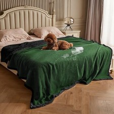 Pet Blanket for Dogs  Cats, Waterproof Reversible Throw, 80"x60" Green/Black