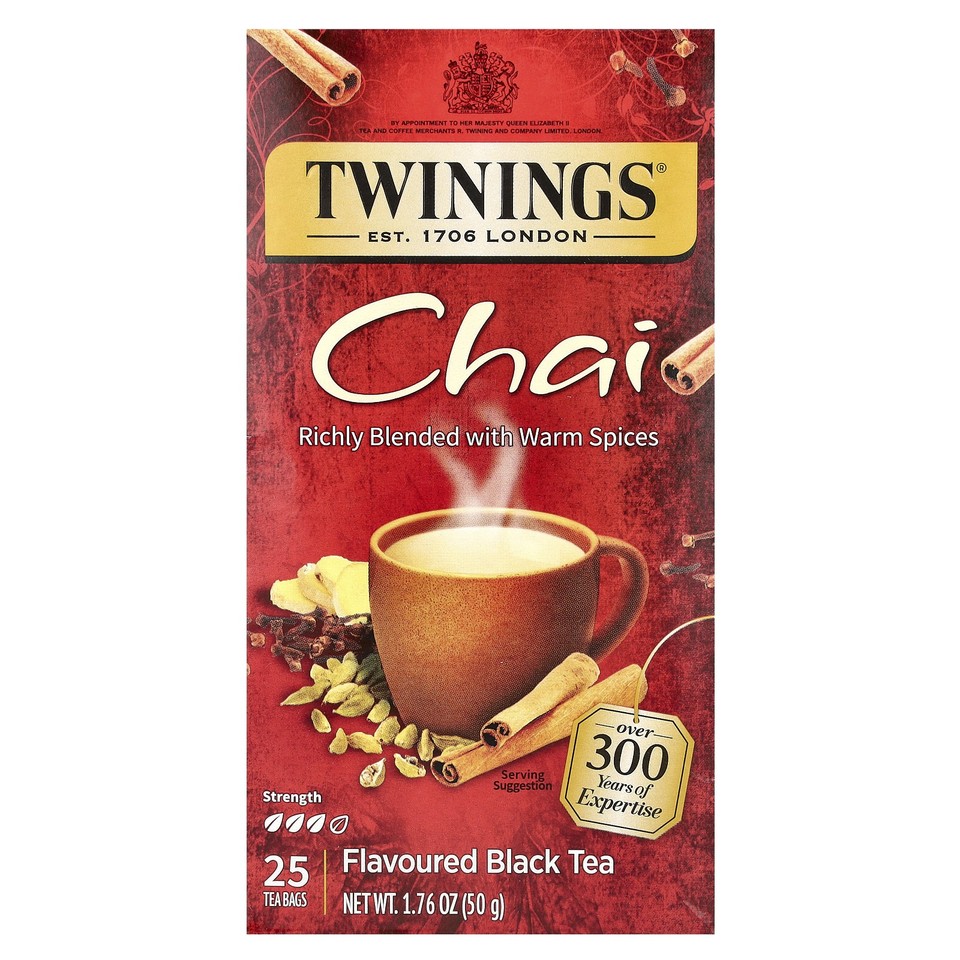 Flavored Black Tea, Chai, 25 Tea Bags, 1.76 oz (50 g)
