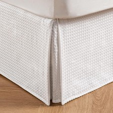 Pleated Waffle Weave Bed Skirt Tailored Dust Ruffle 22 Inch Drop Easy Fit Mac...