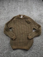 Vintage The Inn Shop Sweater Medium Brown Waffle Knit Scotland 100% Wool 70s