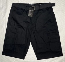 Blu Rock Cargo Shorts Men's Size 34 Black Stretch With Belt NEW